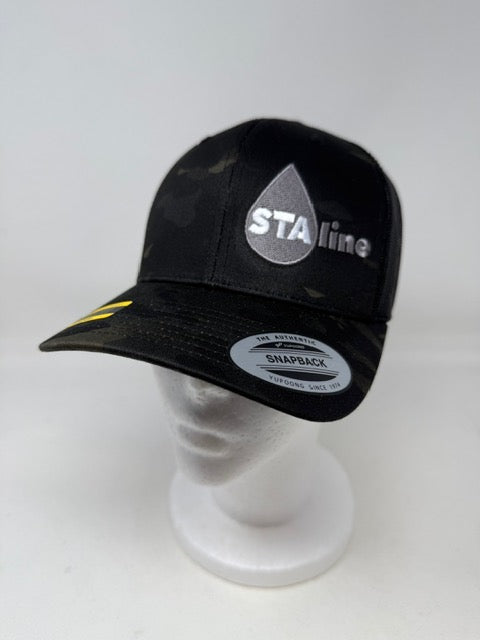 Retro Trucker Cap - Multicam Black/ Black - STAline Logo Grey/White