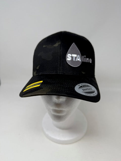 Retro Trucker Cap - Multicam Black/ Black - STAline Logo Grey/White